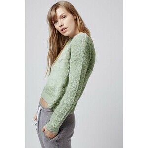 Topshop Nordstrom Babe Pullover Sweater Top Size 2 Crew Neck Cozy Green  EUC B1